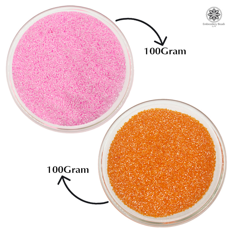 Miyuki Microcut Glass Beads Luster 1mm, Orange+Baby Pink, 200 Grams
