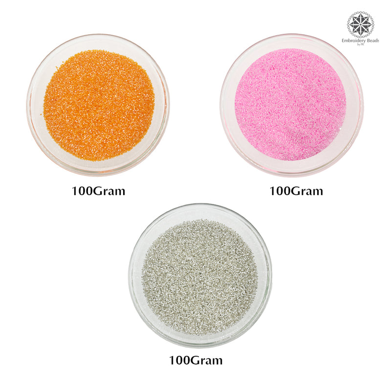 Miyuki Microcut Glass Beads Luster 1mm, Beby Pink+Orange+Silver, 450 Grams