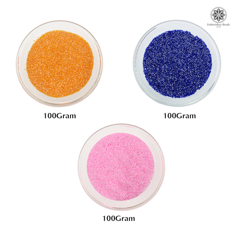 Miyuki Microcut Glass Beads Luster 1mm, Royal Blue+Beby Pink+Orange, 450 Grams