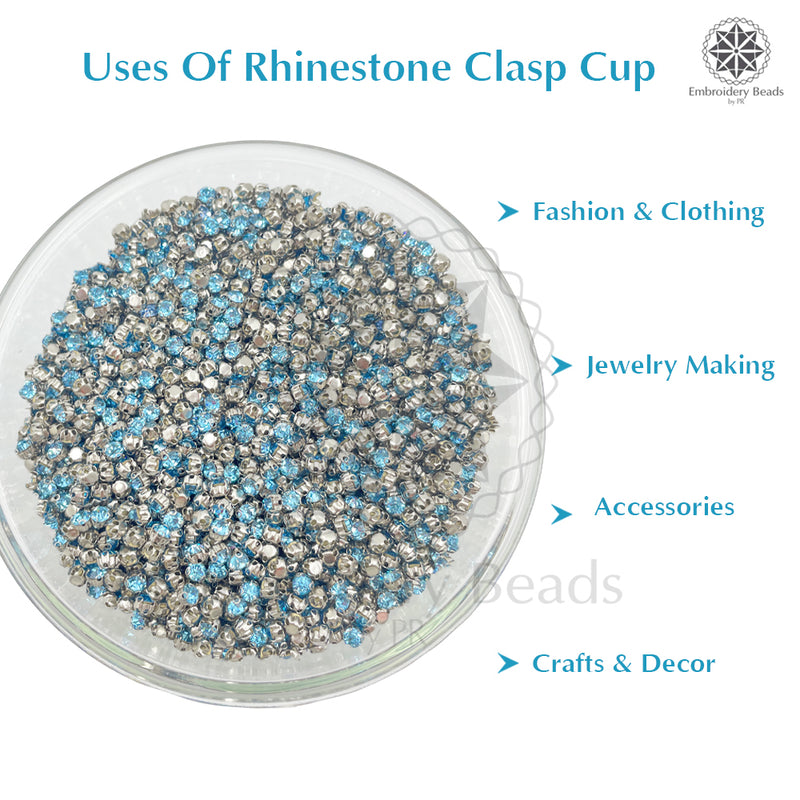 Premium Rhinestone Clasp Cup - 6MM | Aquamarine