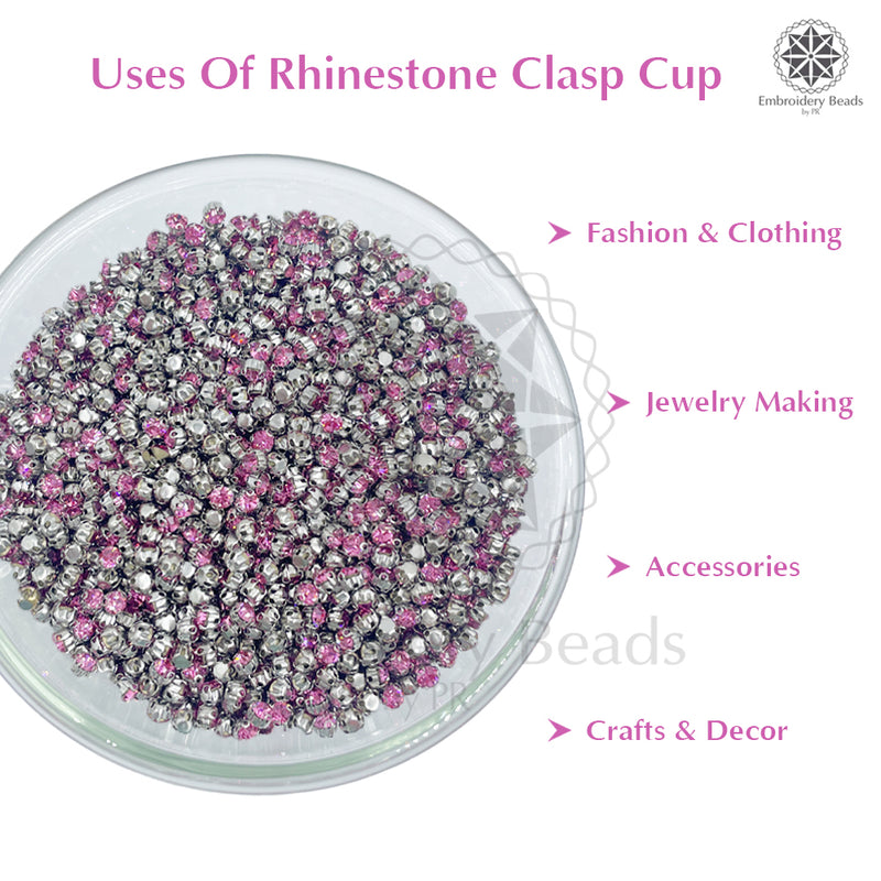 Premium Rhinestone Clasp Cup - 5MM | Rose