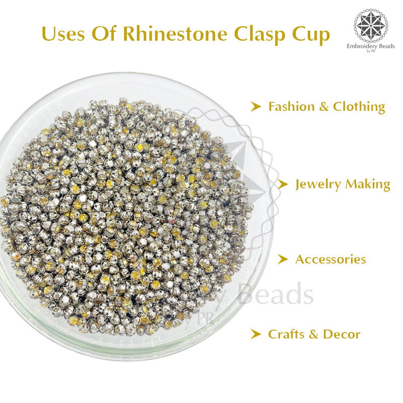 Premium Rhinestone Clasp Cup - 5MM | Golden Amber AB