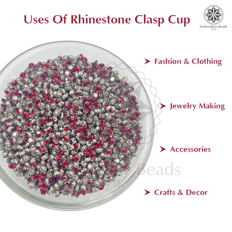 Premium Rhinestone Clasp Cup - 6MM | Red