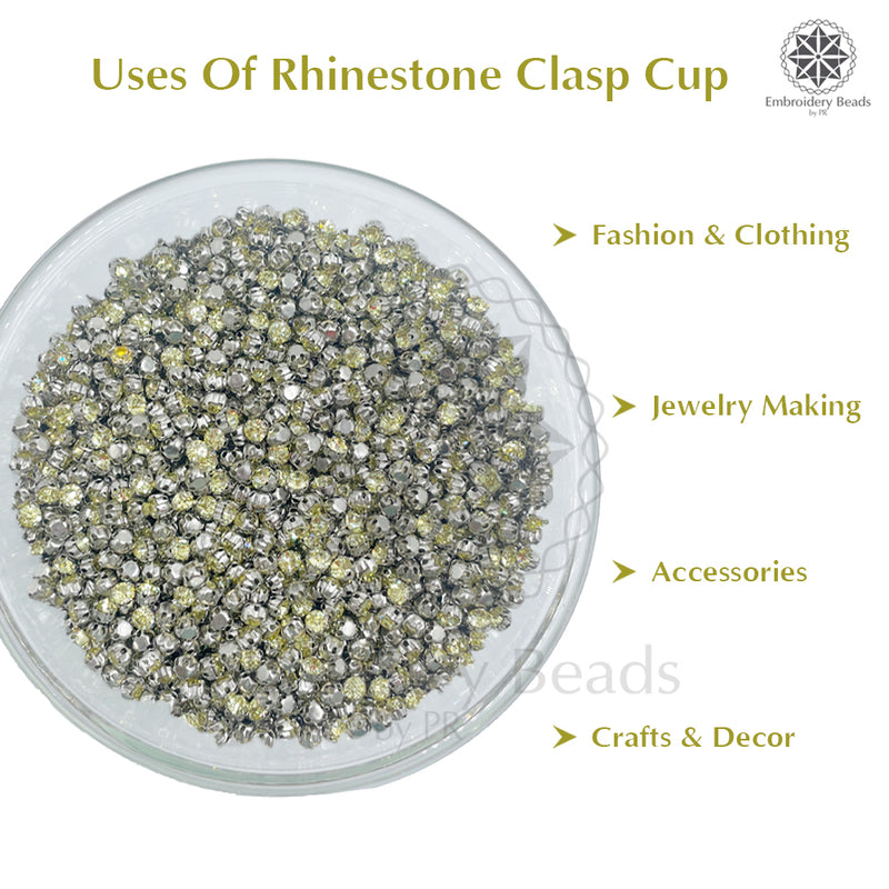 Premium Rhinestone Clasp Cup - 4MM | 	Light Yellow