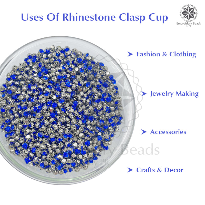 Premium Rhinestone Clasp Cup - 4MM | Royal Blue Diamond