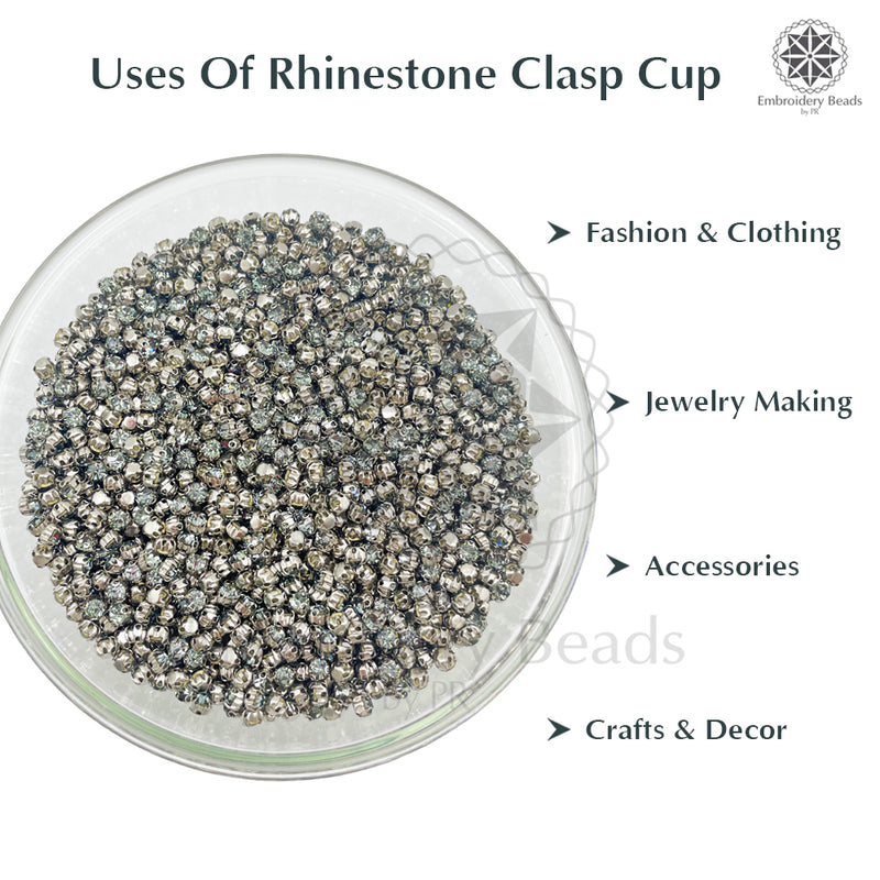 Premium Rhinestone Clasp Cup - 8MM | Black Diamond