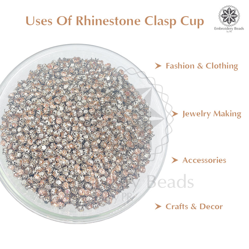 Premium Rhinestone Clasp Cup - 5MM | 	Light Peach