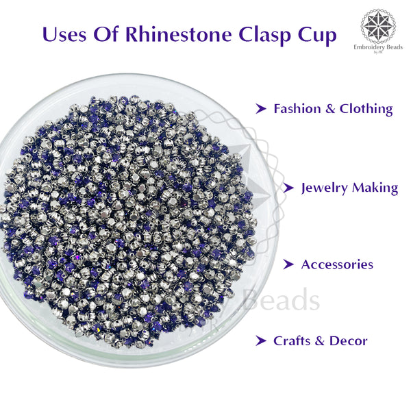 Premium Rhinestone Clasp Cup - 3MM | Purple