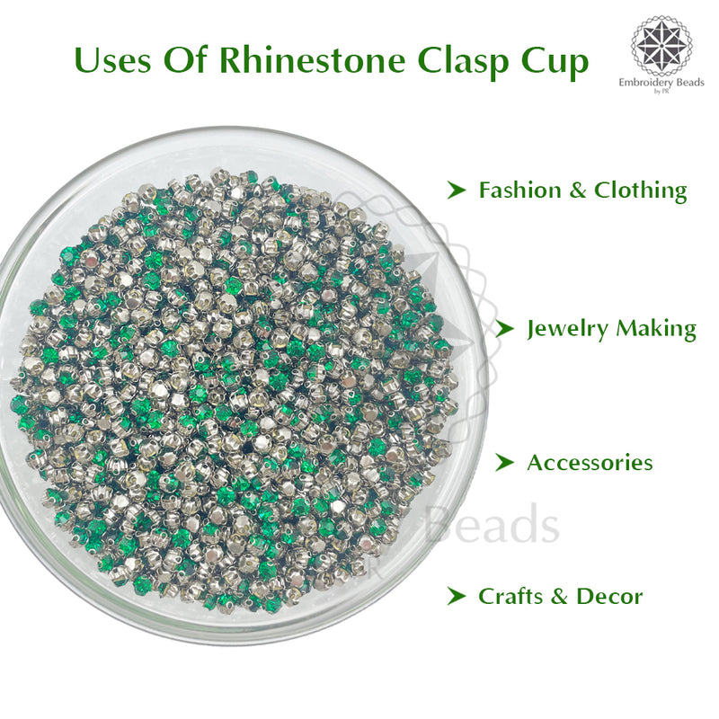 Premium Rhinestone Clasp Cup - 8MM | Emerald