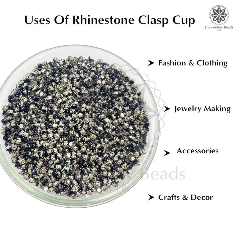 Premium Rhinestone Clasp Cup - 6MM | Black