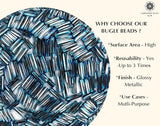 Embroidery Beads, Twisted Metallic Cylinder Shape Beads 10mm, Blue (100 Pieces) Making Embroidery Craft DIY Work Jewellery