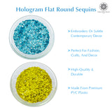 Hologram Flat Round Sequins 3mm, 200 Grams - Bottle Green + Buttercup