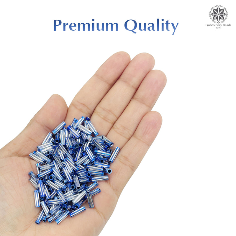 Twisted Metallic Cylinder Shape Beads 10mm, Dark Blue (100 Pieces) Making Embroidery Craft DIY Work Jewellery