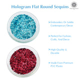 Hologram Flat Round Sequins 3mm, 200 Grams - Green + Dark Red