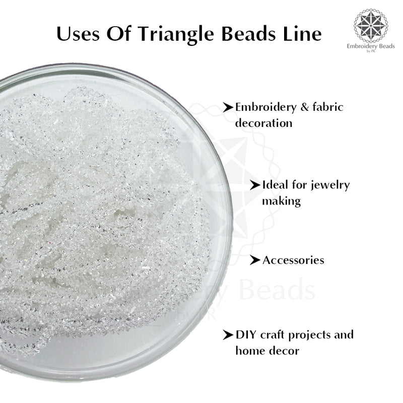 Crystal Bicone Triangle Beads Line | 6MM | White 5 Lines | Per Line Approx 88 Pieces | Total Approx 440 Pieces
