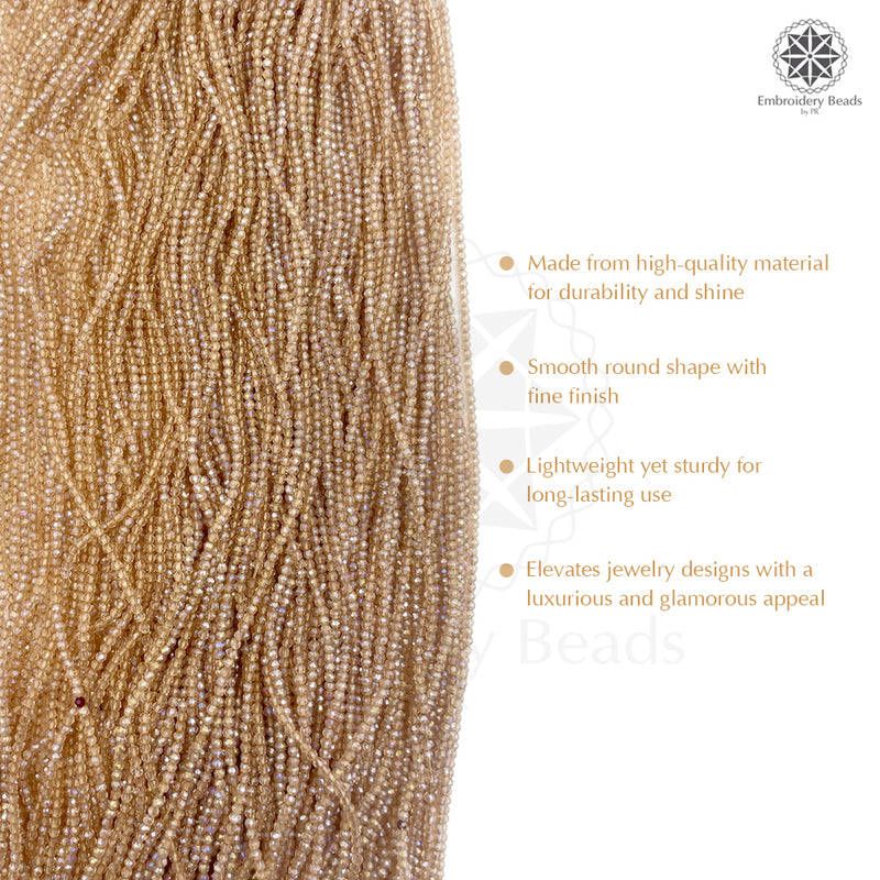 Crystal Bicone Round Beads Line | 2MM | Rainbow Light Brown 20 Lines | Per Line Approx 180 Pieces | Total Approx 3600 Pieces