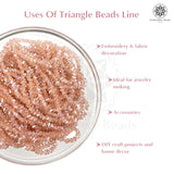 Crystal Bicone Triangle Beads Line | 4MM | Peach 5 Lines | Per Line Approx 120 Pieces | Total Approx 600 Pieces