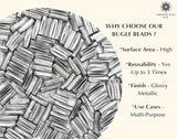 Embroidery Beads, Twisted Metallic Cylinder Shape Beads 10mm, Silver (100 Pieces) Making Embroidery Craft DIY Work Jewellery