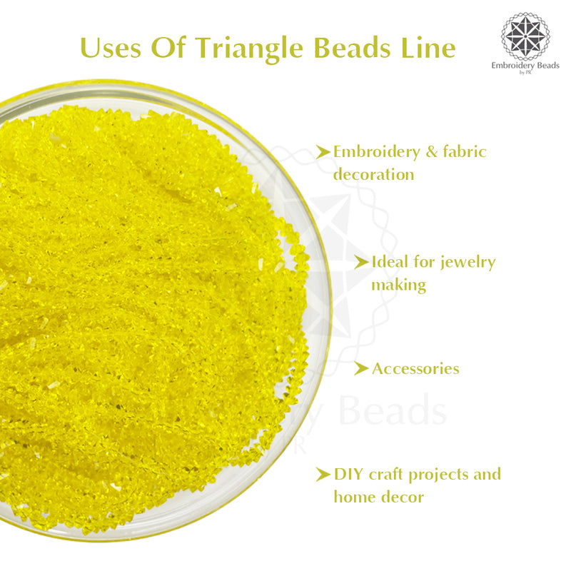 Crystal Bicone Triangle Beads Line | 6MM | Yellow 5 Lines | Per Line Approx 88 Pieces | Total Approx 440 Pieces