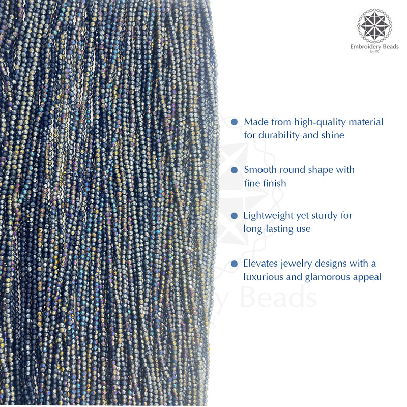Crystal Bicone Round Beads Line | 2MM | Rainbow Montana 20 Lines | Per Line Approx 180 Pieces | Total Approx 3600 Pieces