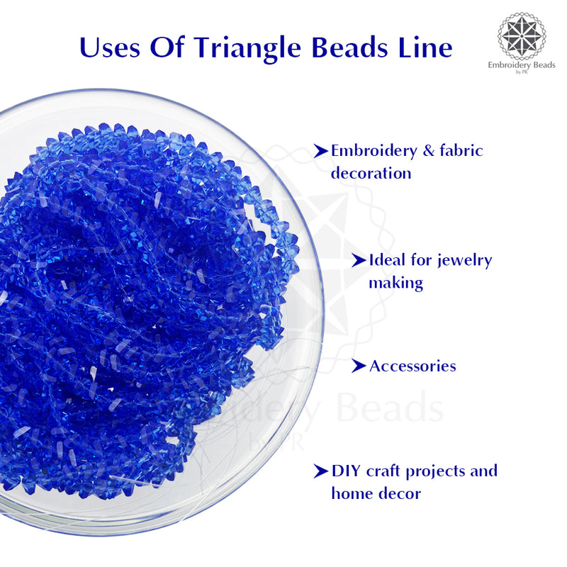 Crystal Bicone Triangle Beads Line | 6MM | Royal Blue 6 Lines | Per Line Approx 88 Pieces | Total Approx 528 Pieces