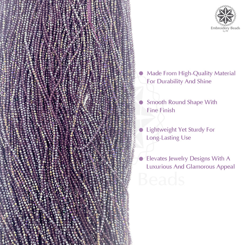 Crystal Bicone Round Beads Line | 2MM | Rainbow Purple 20 Lines | Per Line Approx 180 Pieces | Total Approx 3600 Pieces