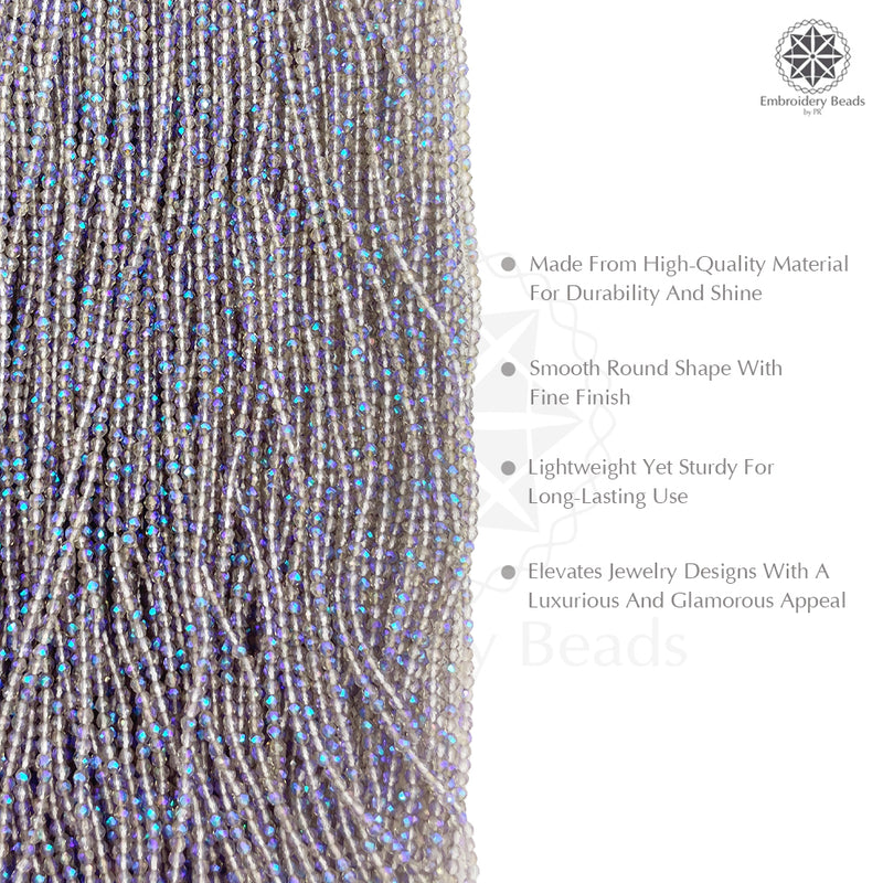 Crystal Bicone Round Beads Line | 2MM | Rainbow Purple Grey 10 Lines | Per Line Approx 180 Pieces | Total Approx 1800 Pieces