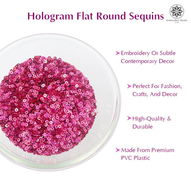 Hologram Flat Round Sequins 3mm - Light Pink