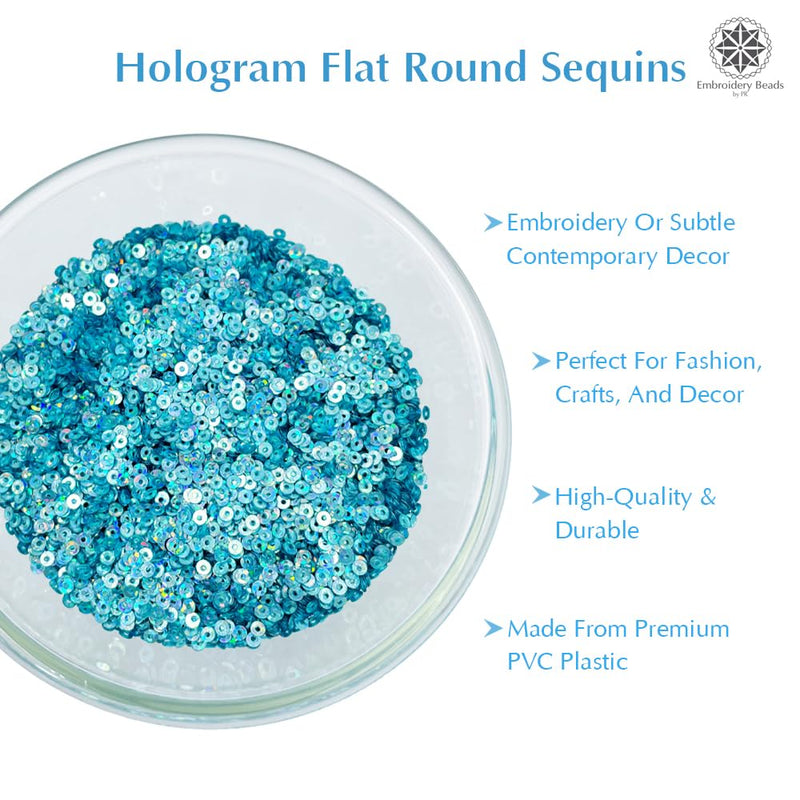 Hologram Flat Round Sequins 3mm - Bottle Green