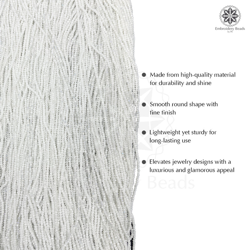 Crystal Bicone Round Beads Line | 2MM | White 20 Lines | Per Line Approx 180 Pieces | Total Approx 3600 Pieces