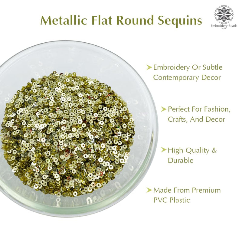 Metallic Flat Round Sequins 3mm - Gold