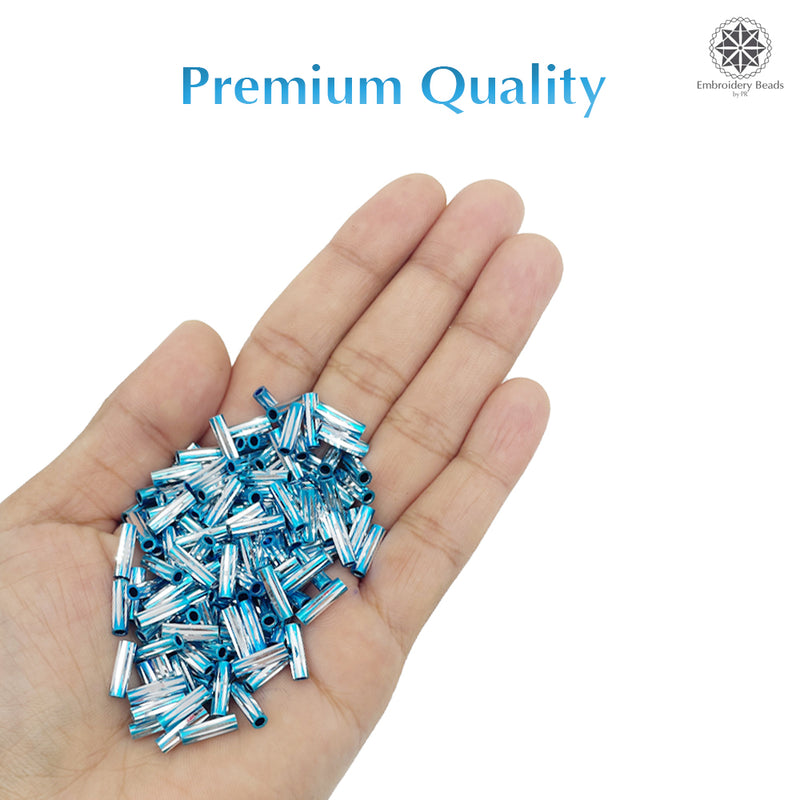 Twisted Metallic Cylinder Shape Beads 10mm, Blue (100 Pieces)