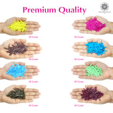 Sword Shape Flat Opaque Sequins 34x5mm - 400 Grams - Pink+Magenta+Bright Yellow+Pastel Green+Mehndi Green+Sky Blue+Blue+Coffee