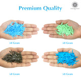 Sword Shape Flat Opaque Sequins 34x5mm - Sky Blue+Blue+Pastel Green+Mehandi Green