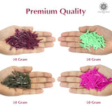 Sword Shape Flat Opaque Sequins 34x5mm - Pink+Magenta+Pastel Green+Mehndi Green