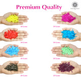 Sword Shape Flat Opaque Sequins 34x5mm - 400 Grams - Orange+Bright Yellow+Pink+Magenta+Sky Blue+Blue+Mehndi Green+Pastel Green