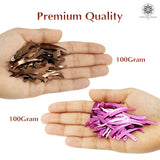Sword Shape Metallic Sequins 34x5mm, 200 Grams - Light Brown + Hot Pink