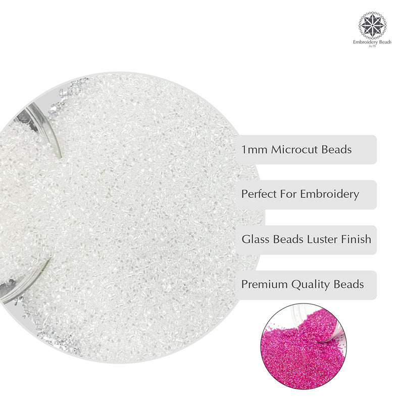 Miyuki Microcut Glass Beads Luster 1mm, Rainbow pink+White, 200 Grams