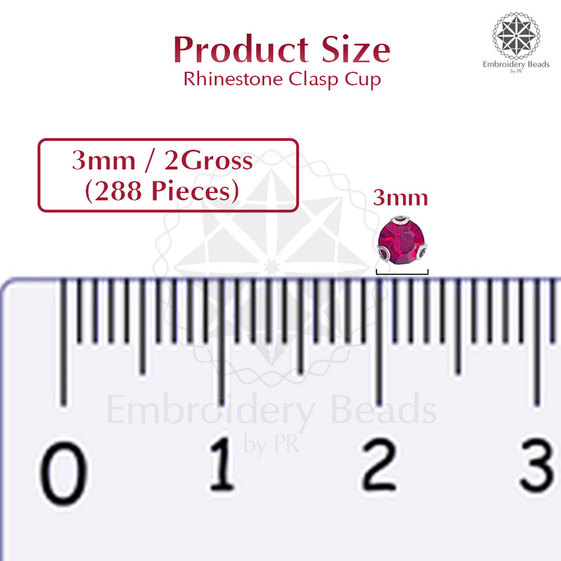 Premium Rhinestone Clasp Cup - 3MM | Red