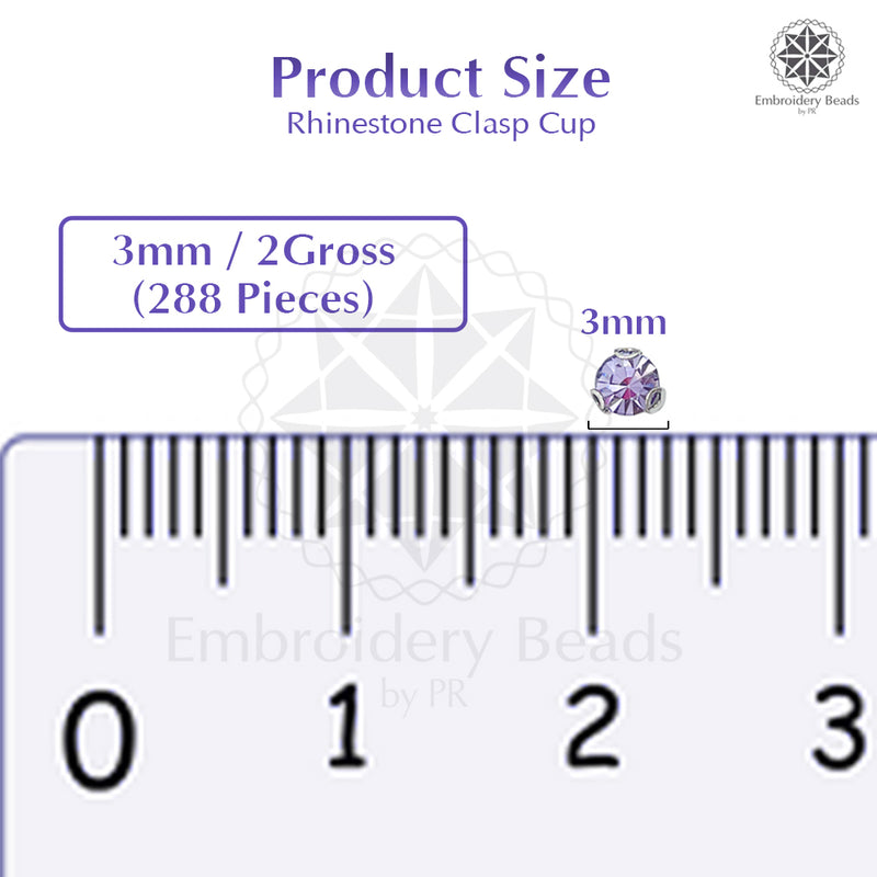 Premium Rhinestone Clasp Cup - 3MM | Lavender