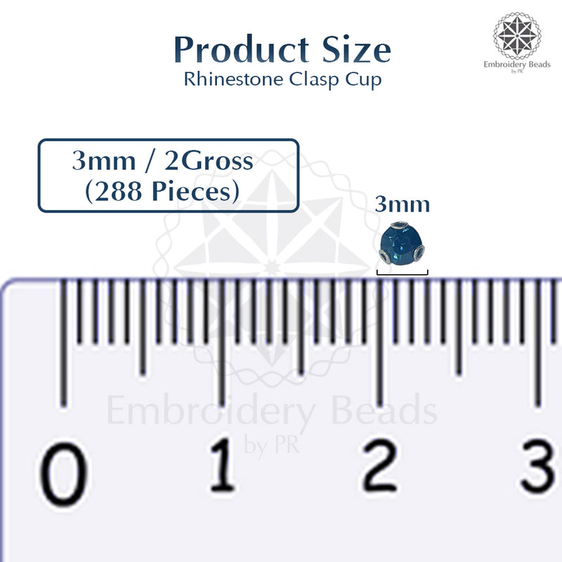 Premium Rhinestone Clasp Cup - 3MM | Dark Blue