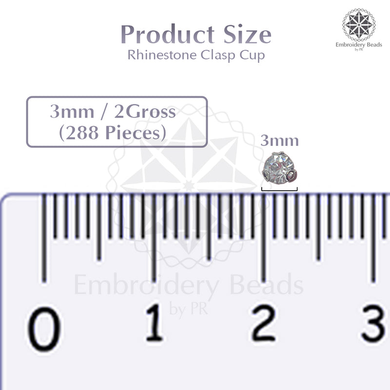 Premium Rhinestone Clasp Cup - 3MM | Silver