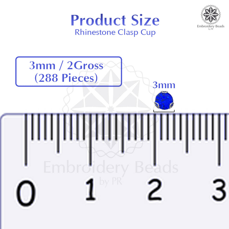 Premium Rhinestone Clasp Cup - 3MM | Royal Blue Diamond
