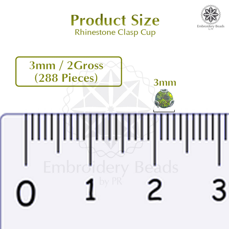 Premium Rhinestone Clasp Cup - 3MM | Light Green