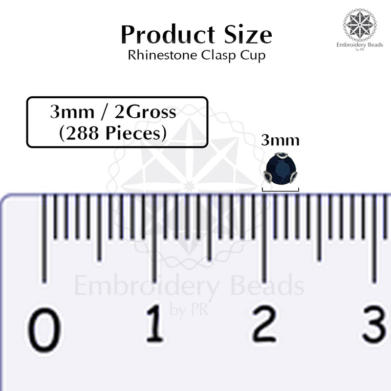 Premium Rhinestone Clasp Cup - 3MM | Black