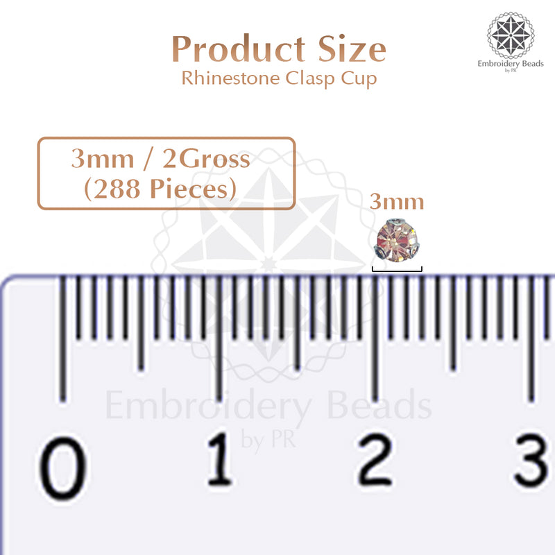 Premium Rhinestone Clasp Cup - 3MM | 	Light Peach