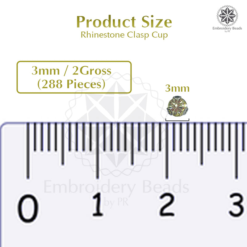 Premium Rhinestone Clasp Cup - 3MM | 	Light Yellow
