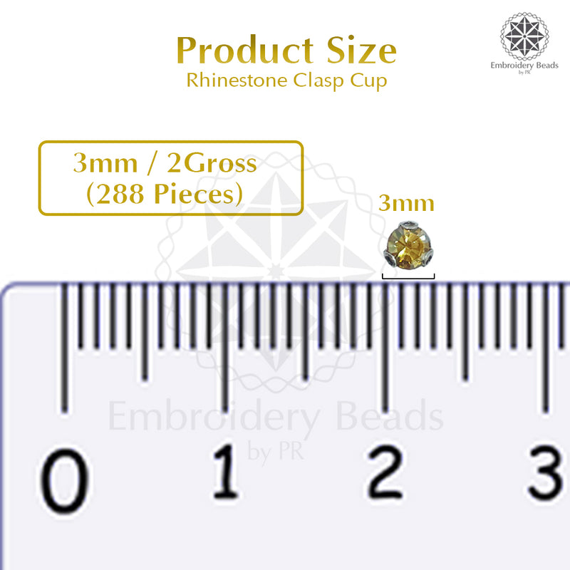 Premium Rhinestone Clasp Cup - 3MM | Golden Amber AB