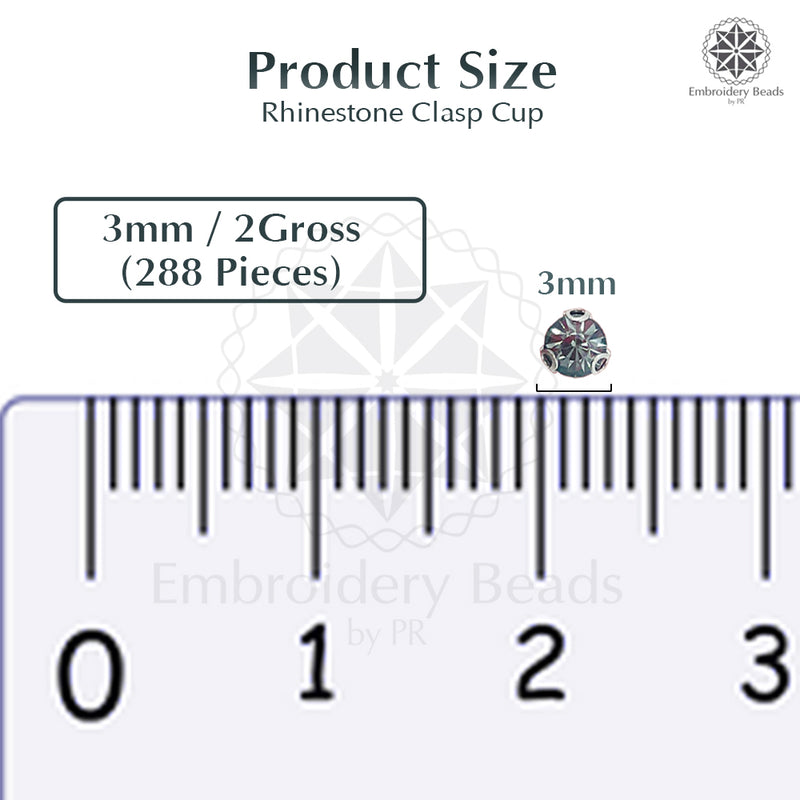 Premium Rhinestone Clasp Cup - 3MM | Black Diamond