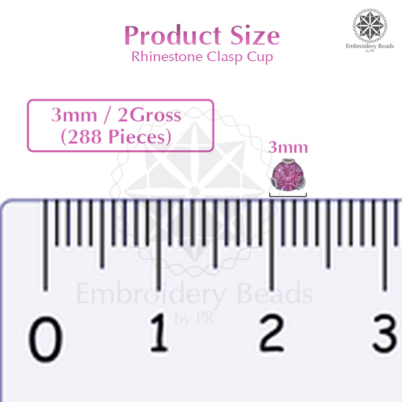 Premium Rhinestone Clasp Cup - 3MM | Rose